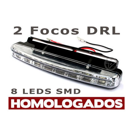 Faros de 8 Leds SMD DLR Blancos Luz Dia Homologados