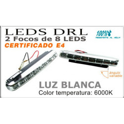 Faros de 8 Leds 155mm DRL Blancos Luz Diurna Certificado E4