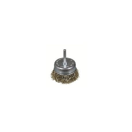Cepillo taza D.50 alambre acero latonado espiga de 6 mm