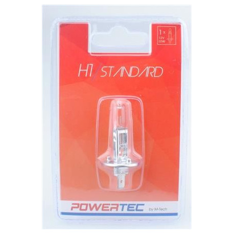 Blister 1 lámpara halógena efecto Xenon Transparente Powertec STANDARD H1 12V blíster E4