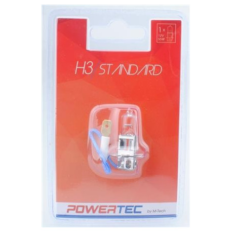 Blister 1 lámpara halógena efecto Xenon Transparente Powertec STANDARD H3 12V blíster E4