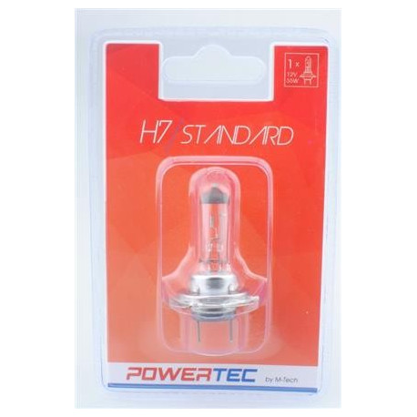 Blister 1 lámpara halógena efecto Xenon Transparente Powertec STANDARD H7 12V blíster E4