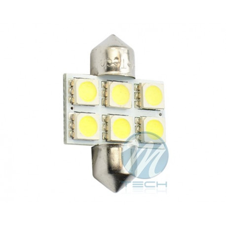 Lámpara led L027 - C5W 31mm 6xSMD5050 Blanco 12V
