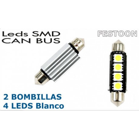 2 Bombillas de LED Festoon de 39mm Can Bus